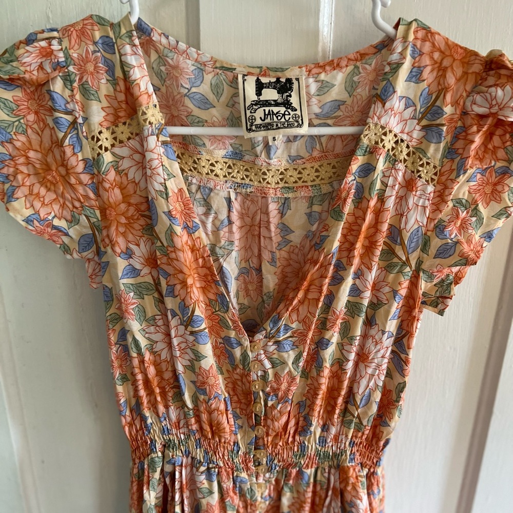 Jaase orange floral maxi dress with pockets